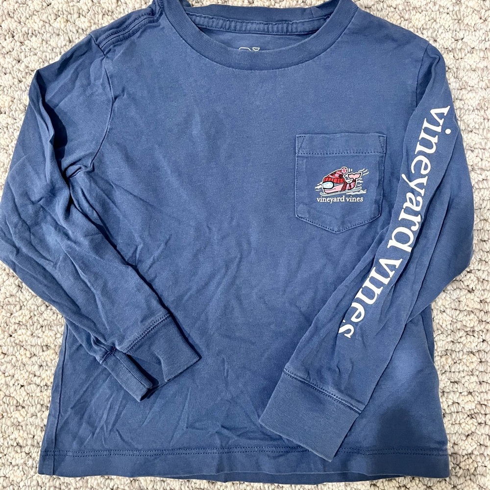 Vineyard Vines Kids Navy Long Sleeve Tee